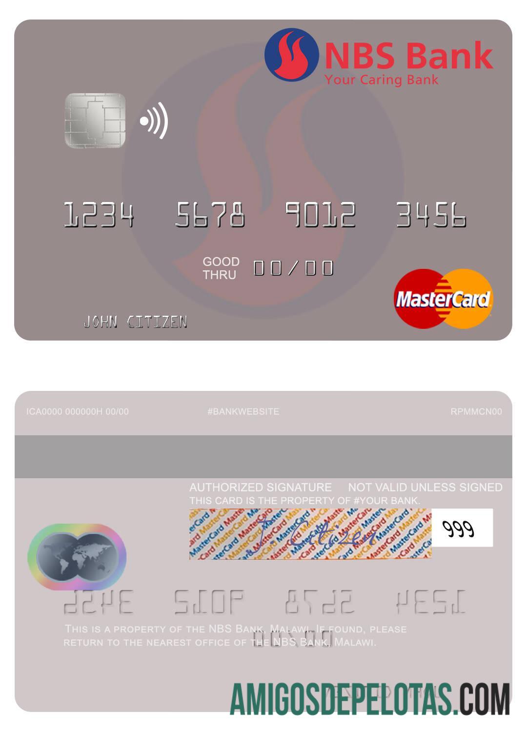 Malawi NBS Bank Mastercard example